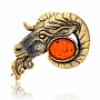 Брошь с янтарем "Знак зодиака Овен", фотография 2. Интернет-магазин ЛАВКА ПОДАРКОВ