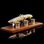 0058301 Златоуст НАБОР ВОДОЧНЫЙ : 3 стопки, фляга, нож,  в П/У