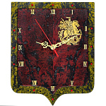 0040710 Нат.камень Часы настенные "Герб" бронза, змеевик (7235)