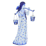 09382/зол Гжель Колокольчик "По воду (Водоноска)" в золоте 15см Авт. Асанбаев.