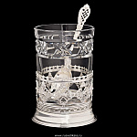 0028658/чернение Серебро 925* чайный Набор "Ажур" 3 предм. +футляр 838НБ03806 (подстаканник)