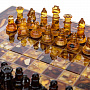 Шахматы с инкрустацией и фигурами из янтаря 32х32 см, фотография 2. Интернет-магазин ЛАВКА ПОДАРКОВ