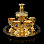  Златоуст Коньячный питейный набор ШТОФ+4 бокала, лазурит в П/У