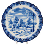 Тарелка декоративная "Зимний пейзаж". Гжель