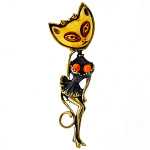 0045188/1740.4 Брошь Кошка Кабаре (белый)