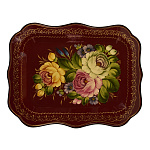 Поднос с авторской росписью "Цветы" 34х26 см