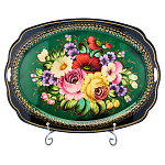 Поднос с авторской росписью "Цветы" 40х30 см