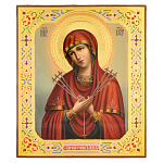 0061906-32*27см ИКОНА "БМ СЕМИСТРЕЛЬНАЯ" холодные эмали киот дуб