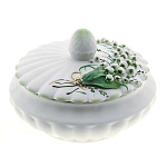 /д=12см Фарфор Кисловодск ШКАТУЛКА "Жемчуг.ЛАНДЫШИ" с лепкой 