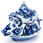 0052587/БОЛЬШОЙ Гжель Салатник большой "Кабан" Авт.Черновы Л.и В 