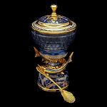 0065250-24008/0108 Златоуст НАБОР Икорница "Дары моря"цв.стекло, содалит