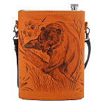 0080016 ФЛЯГА в кожаном чехле 2л. 511 (рыжая кожа)