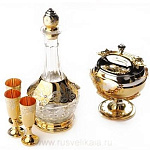  Златоуст НАБОР коньячный "ЗОЛОТАЯ РЫБКА" с икорницей, 5 предм.,в П/У 01097