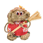 0013876 Сувенир Кукла-ОБЕРЕГ "ДОМОВОЙ С МЕТЛОЙ"