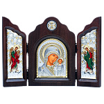 0052367/25*18см/5002608020 Икона Триптих "БМ Казанская"шелкография/позолота/серебрение