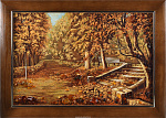 Картина янтарная "Осенний пейзаж. В парке" 66x48,5 см
