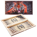 0059098 Настольные игры 2в1 НАРДЫ/ШАШКИ "Оскал тигра"40*20