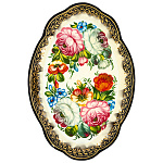 202812 Поднос сувенирный "ЦВЕТЫ" (фон БЕЖ ) 33*23 СМ