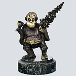 0028503/ФР Златоуст Бронза СКУЛЬПТУРА "ОБЕЗЬЯНА С ЕЛКОЙ" Змеевик