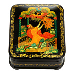 0060934/10*8см  Лаковая миниатюра Палех ШКАТУЛКА "Жар-Птица" Девяткина