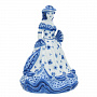 Колокольчик "Барышня с веером". Гжель, фотография 1. Интернет-магазин ЛАВКА ПОДАРКОВ