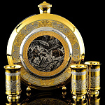 6116/П/6229 Златоуст "Охотники на привале"Фляга +3стопки в П/У(6229)