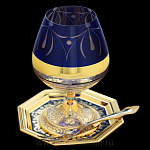 14444/МЗ Златоуст Питейный Набор "Эгоист" для коньяка (СИНЕЕ СТЕКЛО) Фианиты, в П/У (377)