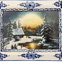 Плакетка настенная "Пейзаж в рамке №3". Гжель, фотография 1. Интернет-магазин ЛАВКА ПОДАРКОВ