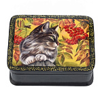 100296 -9,5*6,5*3,5см ШКАТУЛКА "КОТ у Рябины"