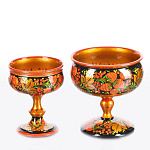 9185-19*18см  Хохлома Конфетница на ножке 19*18см 