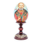 0017608/12см ЯЙЦО ПАСХАЛЬНОЕ с ликом"Николай Чудотворец"(дерево, роспись)