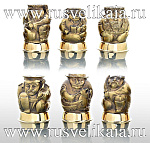 11331 ПОДАРОЧНЫЙ НАБОР СТОПОК "Казаки" 6 шт Латунь, позолота, в П/У