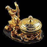 203533 Златоуст ИКОРНИЦА МАЛАЯ "ЕМЕЛЯ" Агат, позолота  в П/У 