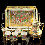 /ФДР Златоуст Сервиз кофейный на 4п."Цветы"на подносе 11 предметов