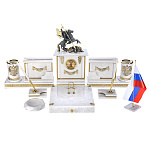 0070073  Нат.камень Письменный набор Мрамор (белый) "Г.ПОБЕДОНОСЕЦ" 