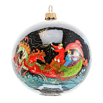 0070079 Лаковая миниатюра Палех ШАР НОВОГОДНИЙ круговая роспись (стекло)