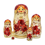 201574 МАТРЕШКА  "ЦВЕТЫ", беж,5 мест 11 см 