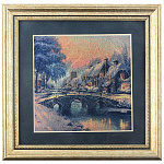 0048098/21*21-син КАРТИНА сус.золото"Рождеств. пейзаж"1330-852 (золото белое)паспарту синее