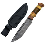 0052646 Оружие сувенирное Нож "Охотничий"дамаск ,рук-дерево,ножны кожа П/У