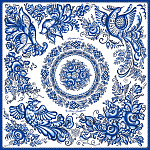  Сувенирный платок ГЖЕЛЬ 90*90см состав:шелк 100% МД НиныРучкиной