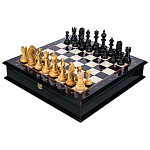 0090212-НП ШахматЫ Колекционные "КАМЕЛОТ" руч. раб.( черн.дер.и сашмит)  48*48 см