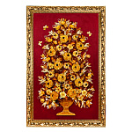 0061474-НПнх-96*146см Изделия из янтаря КАРТИНА "ЛЕТНИЙ БУКЕТ" дер.ит.багет 