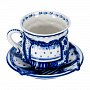Чайный сервиз на 6 персон "Скоморошьи забавы". Гжель, фотография 3. Интернет-магазин ЛАВКА ПОДАРКОВ