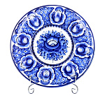 0021982/коб Гжель Блюдо пасхальное  ПАСХАЛЬНИЦА Авт.Рыженок