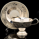 17020 Серебро 875* ЧАЙНАЯ ПАРА гравировка, чернение серебра в П/У