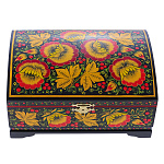 0072749/20*14см Хохлома Шкатулка-сундучок"ЦВЕТЫ" черный фон Р21/Р83