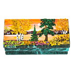 0074921/1077 ШКАТУЛКА ОСЕНЬ Змеевик, каменная крошка 145*75*75 мм