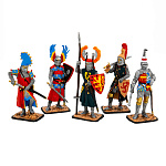 200992 Оловянная миниатюра Набор солдатиков ЕВРОПЕЙСКИЕ РЫЦАРИ (5 фигур)