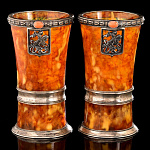 5697-С-Москва Янтарь Набор стопок"Державный" 50мл 2персоны в ПУ Серебро 875* 