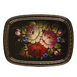 Поднос с авторской росписью "Цветы" 32х24 см